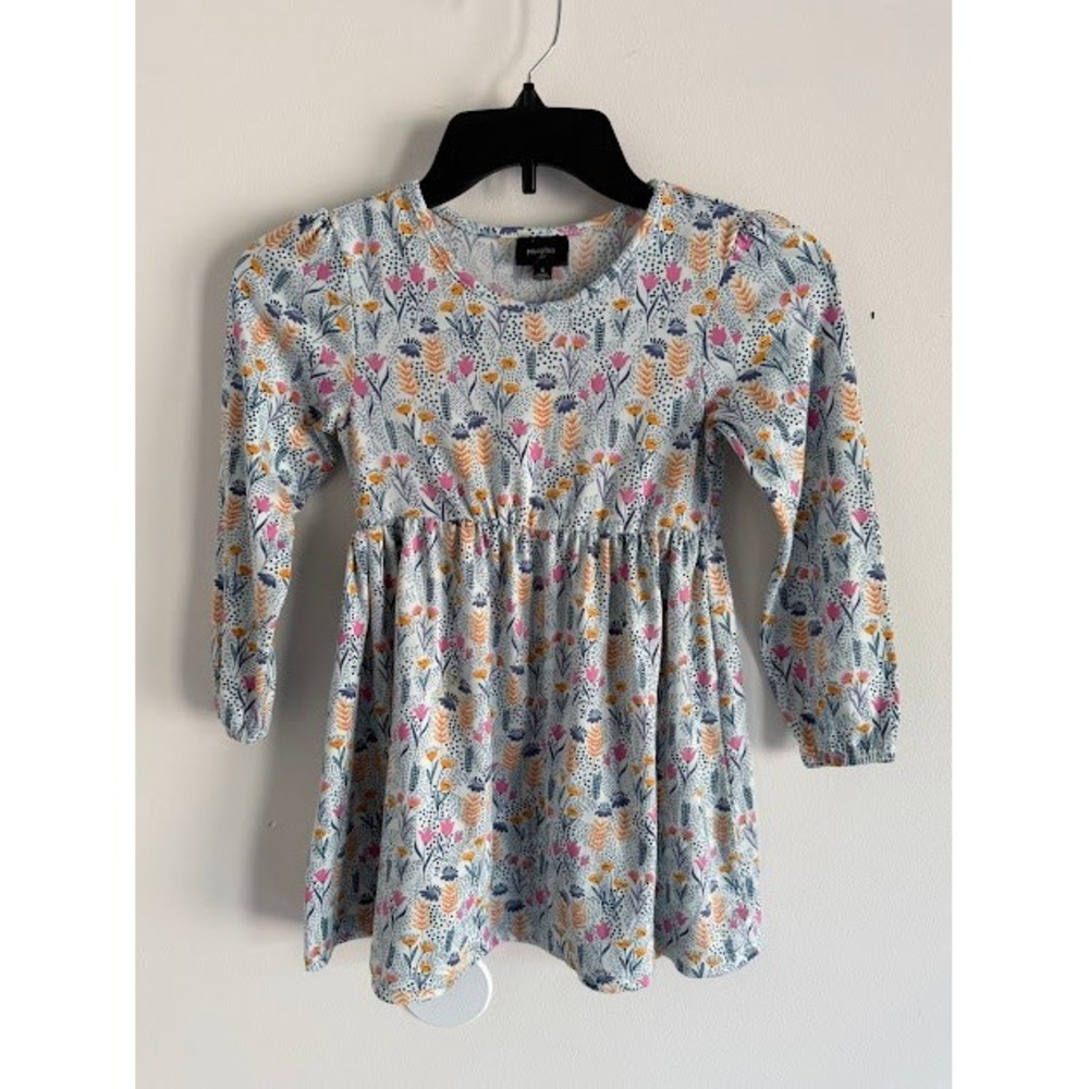 Floral Picapino Dress‎ Kids 6 Multi Wildflower Long Sleeve Empire Waist Jersey